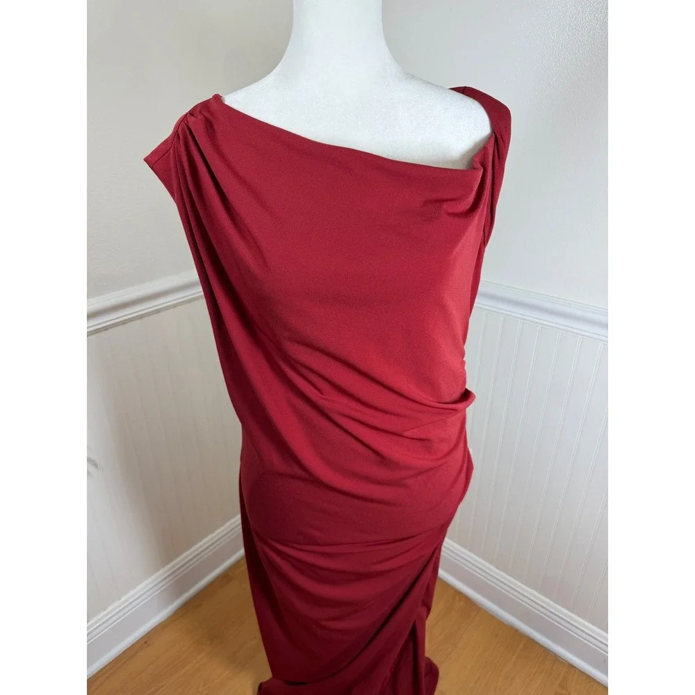 Abercrombie & Fitch Maxi Dress Women S Burgundy Red One Shoulder Ruched Gown